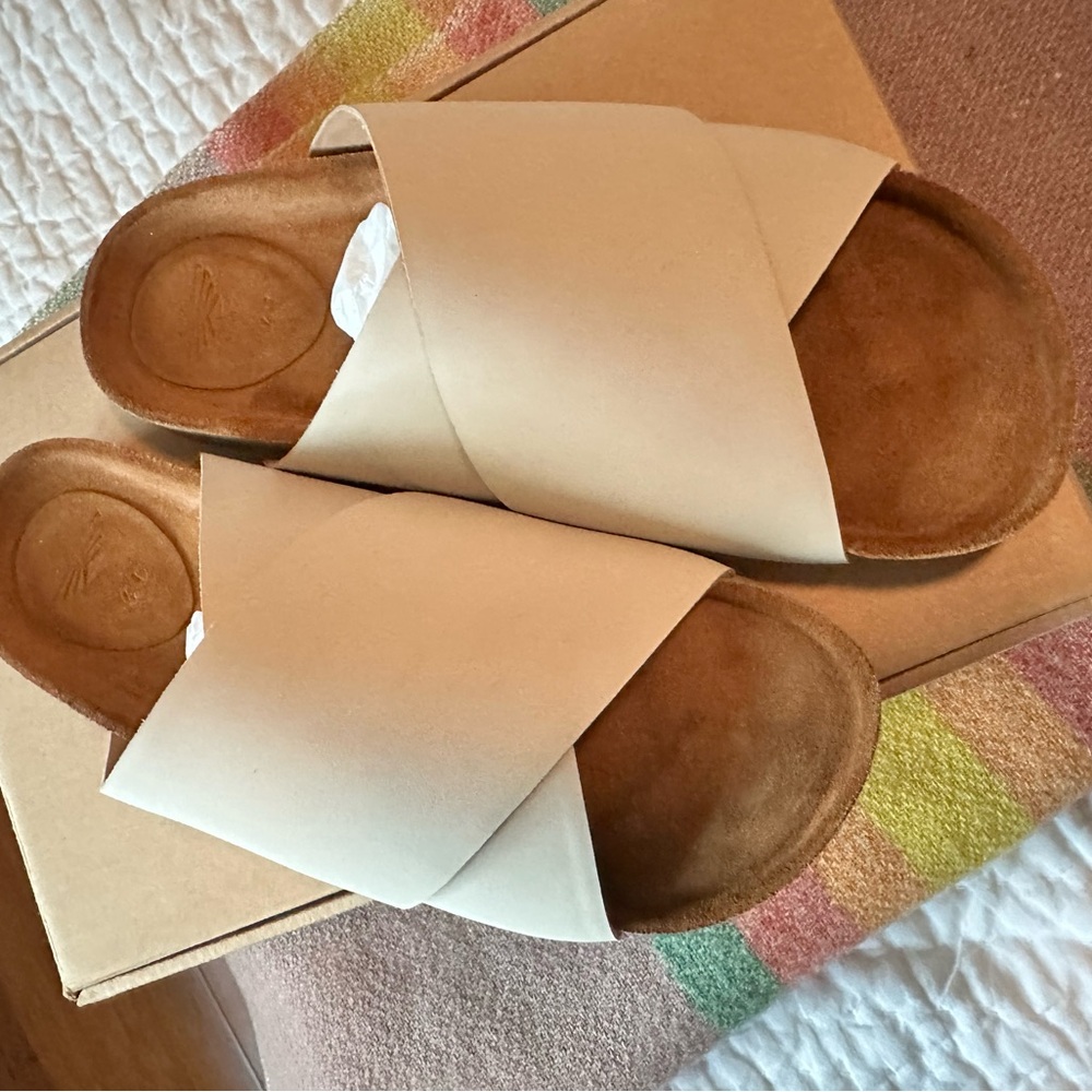 Cream Cross-Strap Sandals
